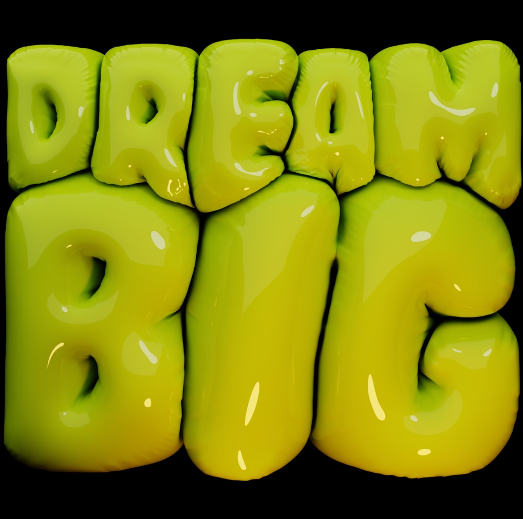 Ein Beispiel für den 2024-Grafikdesign-Trend Inflatable 3D